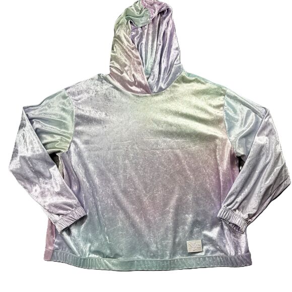Nike Women Pastel Velour Hoodie Rainbow Velvet Cozy Sporty Plus Size 1X E114 - Picture 1 of 8